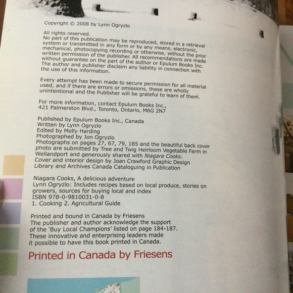 Niagara Cooks From Farm to Table Out of Print Lynn Ogryzlo - Picture 4 of 14